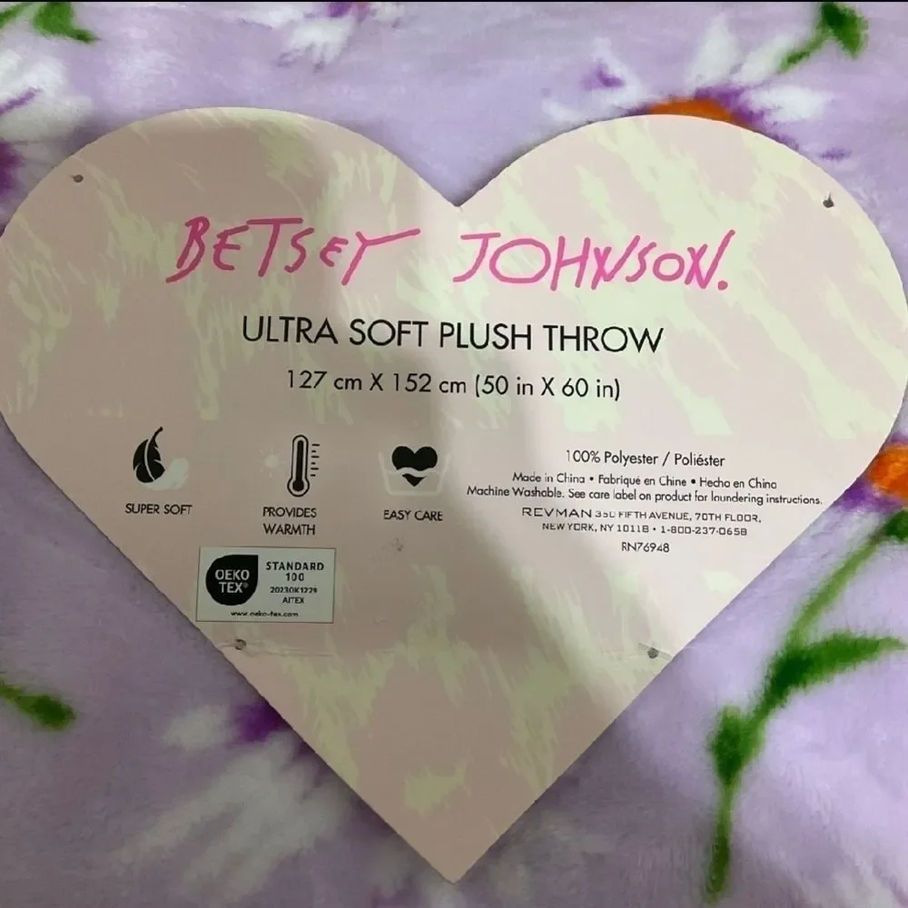 Betsey Johnson Ultra Soft Plush Throw Purple Floral